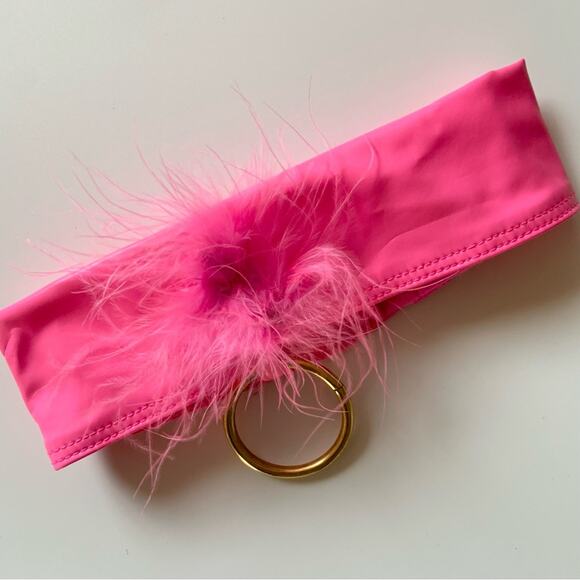 Pink Bunny Rabbit Costume Feathers Halloween Outfit Size M/L NWT Flaw - Picture 13 of 16